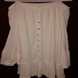 Abercrombie and Fitch White Off-The-Shoulder Top